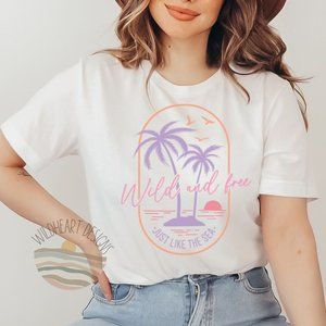 Wild And Free Graphic T-shirt, Vacation Shirt, Resortwear